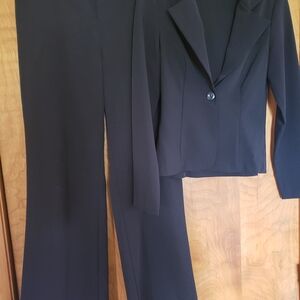 Tailored Black Ladies Pantsuit - Blazer & Trousers, Top Size 9, Pants Size 11